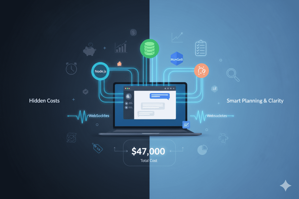 react node js real time chat app cost