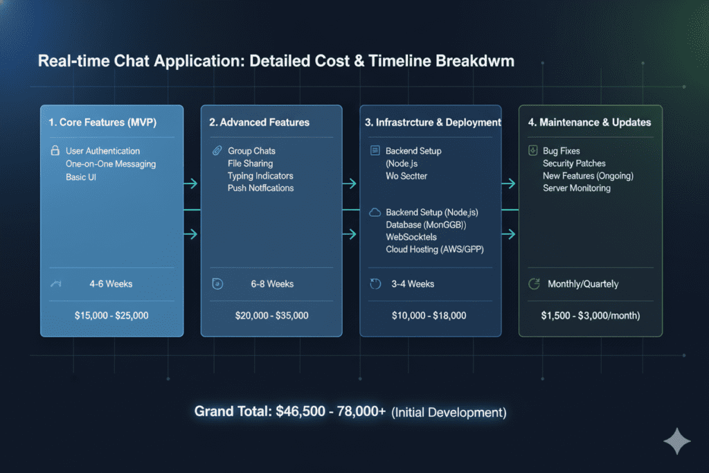 react node js real time chat app cost