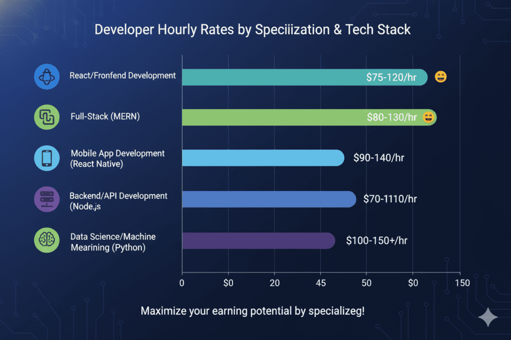 hourly rate of freelance web developer