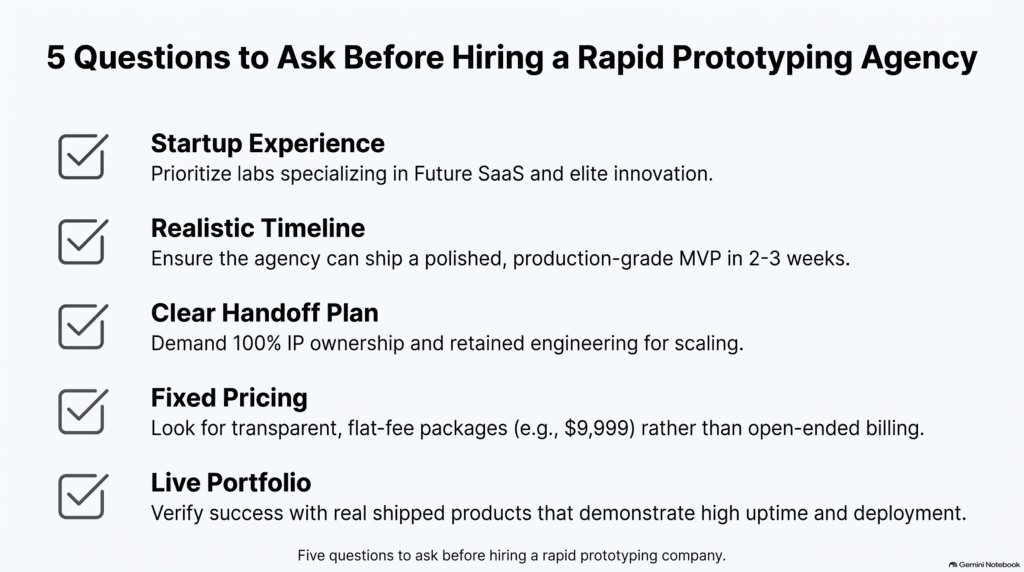Checklist for vetting a rapid prototyping company or fast prototype development agency