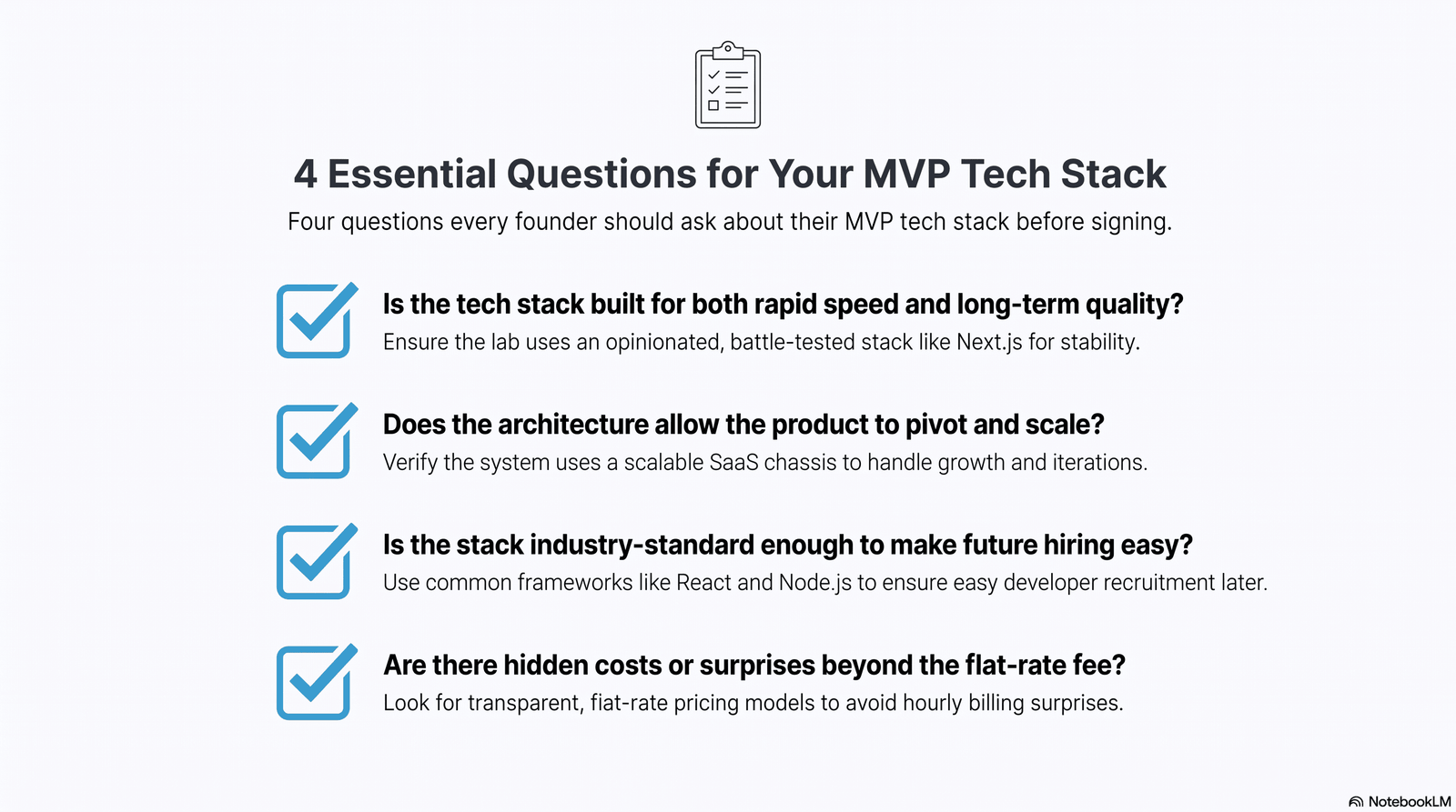 tech stack questions to ask MVP development company