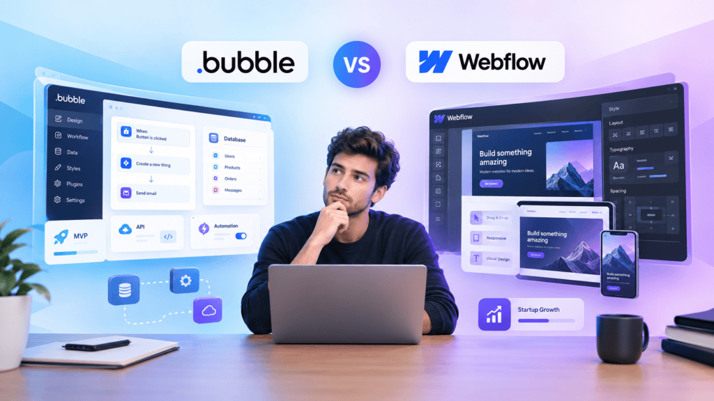 bubble vs webflow for MVP